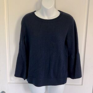NWT Merino Wool Blend bell sleeve sweater S Banana Republic Bright Navy Blue